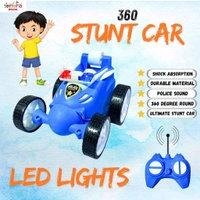360⁰ Police Stunt Car Remote Control | Double-Sided Rechargeable RC Car with Flashing Lights, Spins & Flips | Off-Road Toy Vehicle