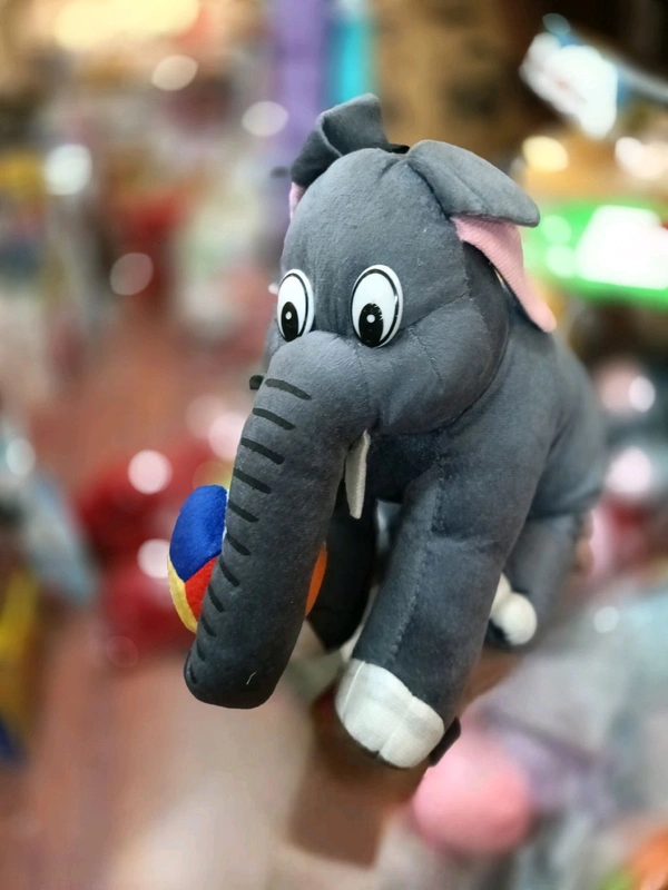 Elephant Soft Toy Grey Colour With Ball In Trunk