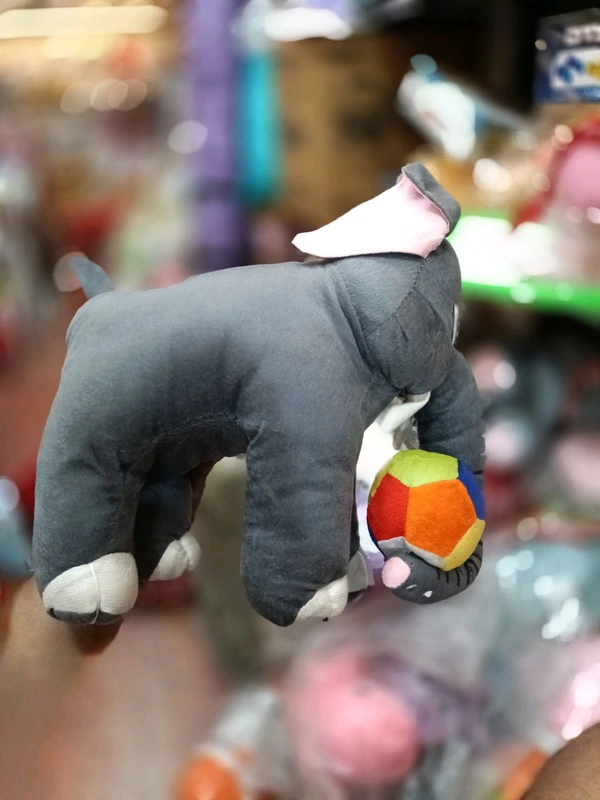 Elephant Soft Toy Grey Colour With Ball In Trunk