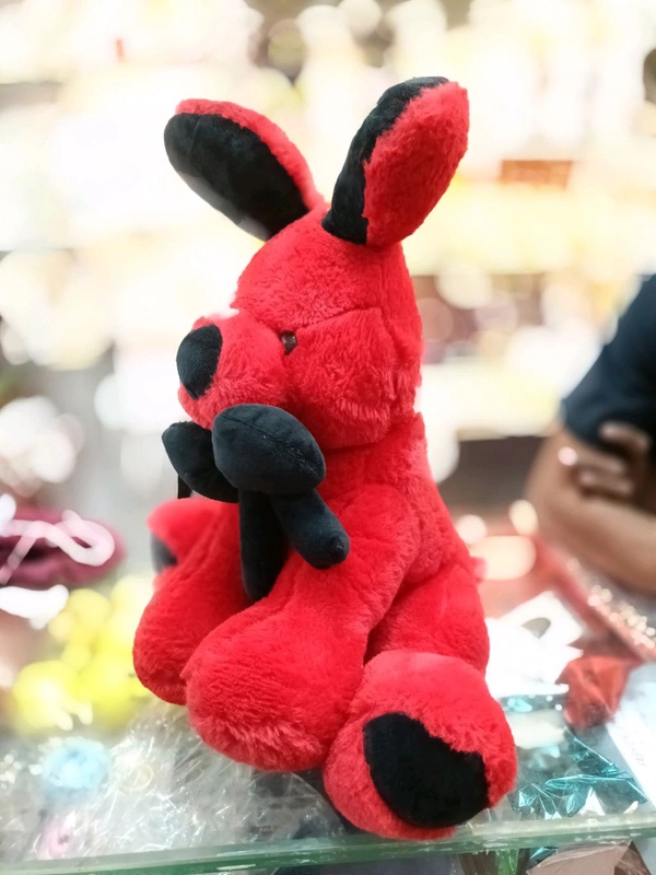 Premium Quality Fur Rabbit With Bow 1no. - Red