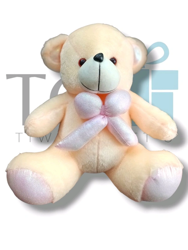 Cream Colour Fur Teddy With Bow