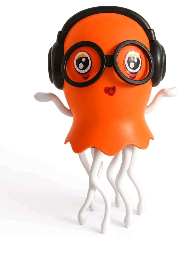 Cute Jellyfish Bump & Go Toy with Music and LED Lights, Interactive Dancing Octopus with Headphones, Twist and Move Action, Battery Operated Musical Toy Random Colors Hu