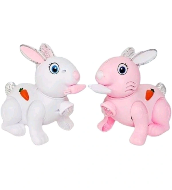 Musical Bunny Toy for Kids – Electric Walking & Jumping Rabbit with Lights, Sounds & Glowing Ears – Interactive Toy for Toddlers, Boys & Girls – Pink/White (Random Color)