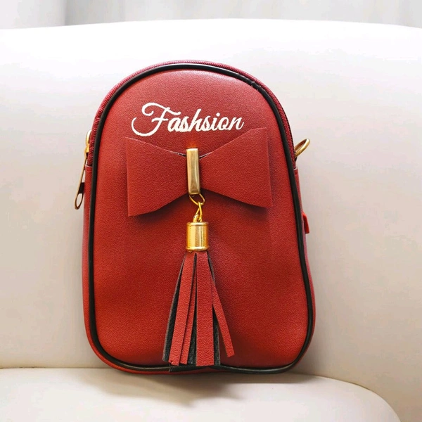 This ZB Luxury Red faux leather satchel features a distinctive front bow detail and "Fashsion" branding.