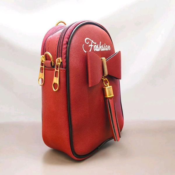 This ZB Luxury Red faux leather satchel features a distinctive front bow detail and "Fashsion" branding.
