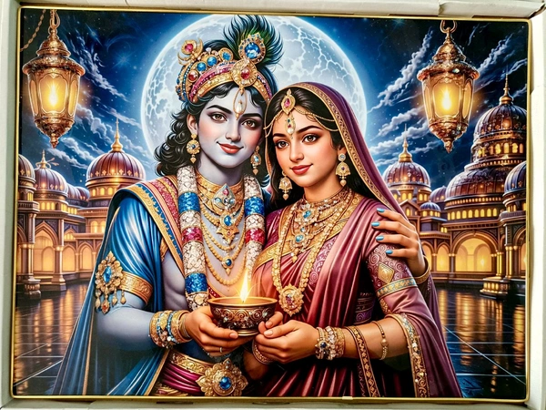 Radha Krishna Crystal Frame