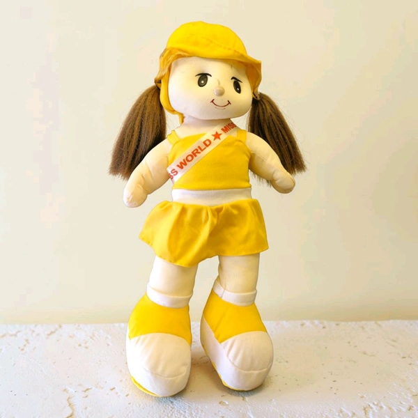 Miss World Doll Soft Toy. - yellow