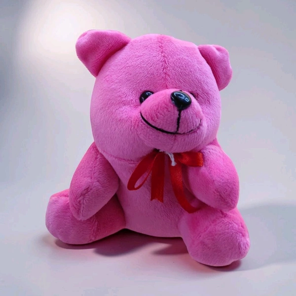 Smmall Teddy Soft Toy. - Magenta / Fuchsia