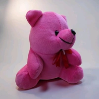 Smmall Teddy Soft Toy. - Magenta / Fuchsia