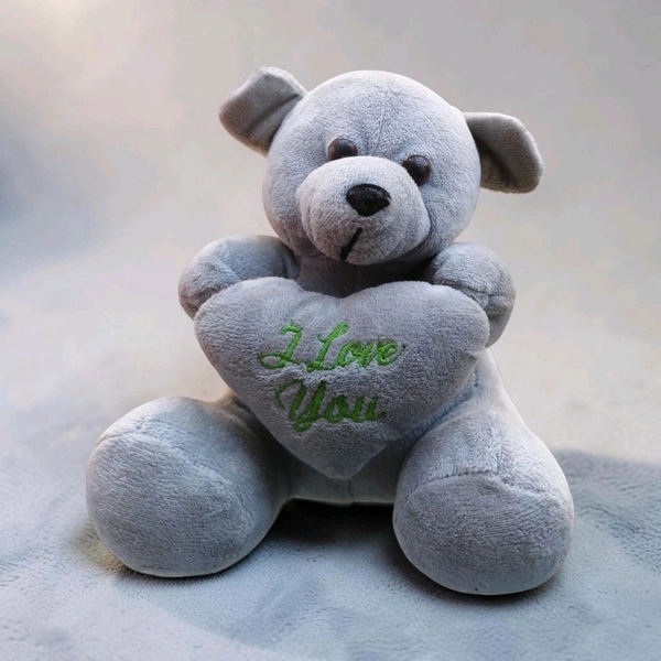 Lovely Words Written On Teddy Heart. Small - Gray