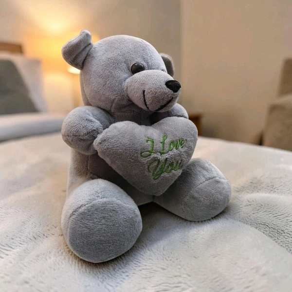 Lovely Words Written On Teddy Heart. Small - Gray