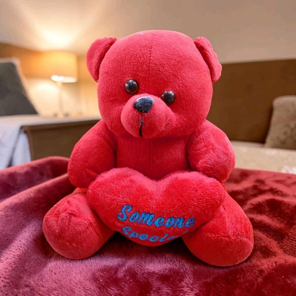 Lovely Words Written On Teddy Heart. Small - Red