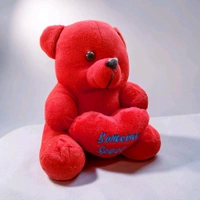 Lovely Words Written On Teddy Heart. Small - Red