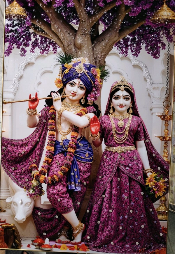 Iskon Radha Krishna Crystal Frame 1990