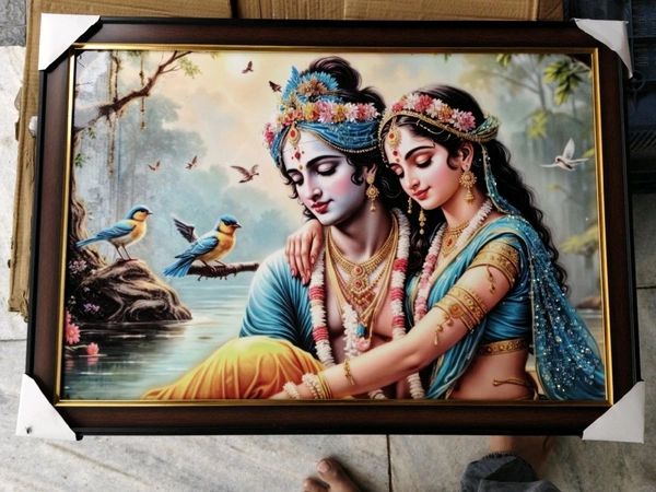 Radha Krishna Crystal Wooden Frame 2080