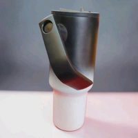 This tumbler is similar to 40oz stainless steel models from brands like CYNVEXA or Simple Modern, featuring a matte black to white gradient finish and a large handle.