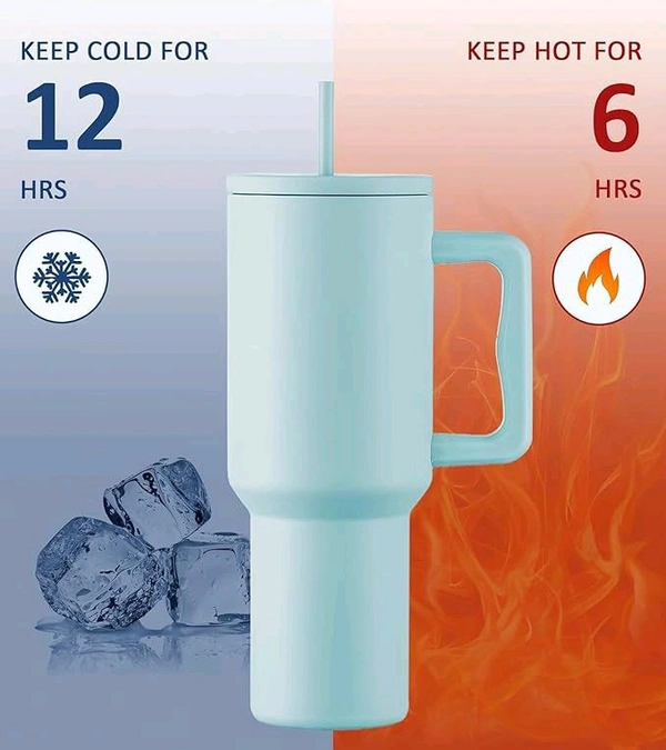 This Zenconi 1200ml insulated stainless steel tumbler comes in a light blue color and includes a reusable straw and cleaner.