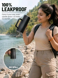 This Zenconi 1200ml insulated stainless steel tumbler comes in a Black color and includes a reusable straw and cleaner.