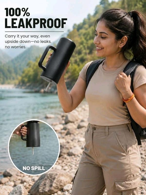 This Zenconi 1200ml insulated stainless steel tumbler comes in a Black color and includes a reusable straw and cleaner.