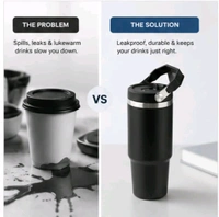 This is likely a black stainless steel vacuum insulated tumbler with a top handle, similar to models from brands like Pick Sip or Star Work.