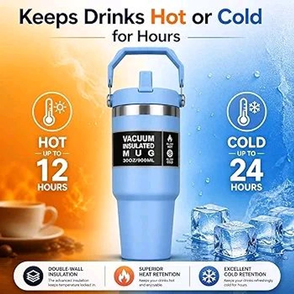 This is likely a black stainless steel vacuum insulated tumbler with a top handle, similar to models from brands like Pick Sip or Star Work.