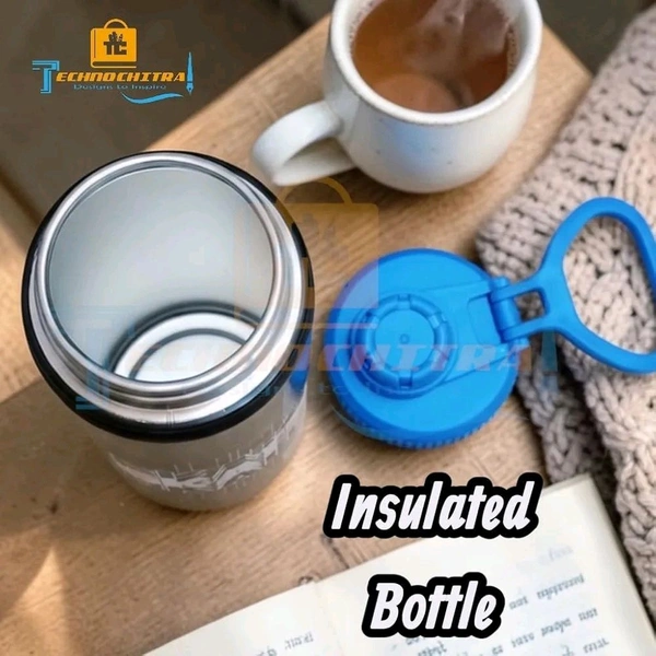 This matte black stainless steel bottle features a "California" and "Skateboard" graphic with a prominent red screw cap and carrying loop.