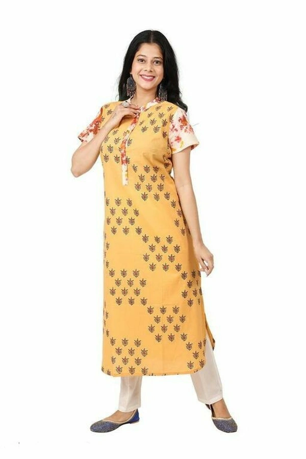 womens Fancy Cotton Kurtis - yellow, XXS (Bust Size: 32 in) 