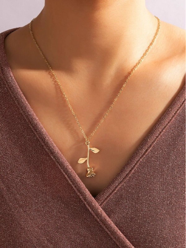 Rose Drop Neck chain  - Gold