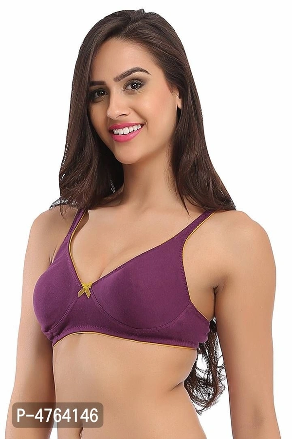 Clovia Cotton Non-Wired Non-Padded Everyday Bra In Purple With Demi Cups - Purple, 34C