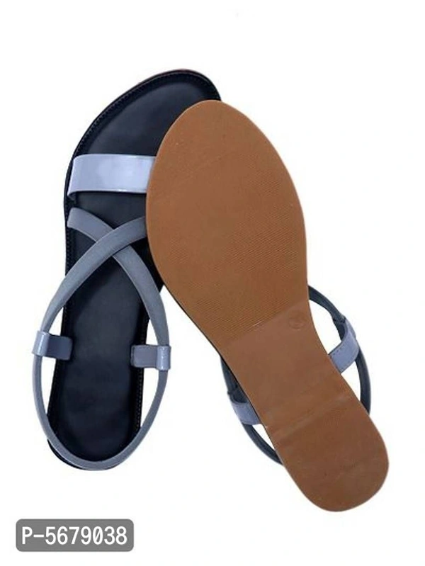 Stylish Synthetic Leather Grey Fashion Flats For Women* - Grey, EURO36