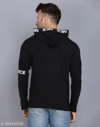 SHAPPHR Typography Men Hooded Neck Black Tshirt - L, available
