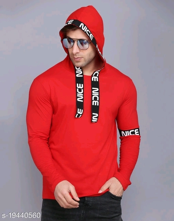 SHAPPHR Typography Men HoodedNeck Red Tshirt - XL, available