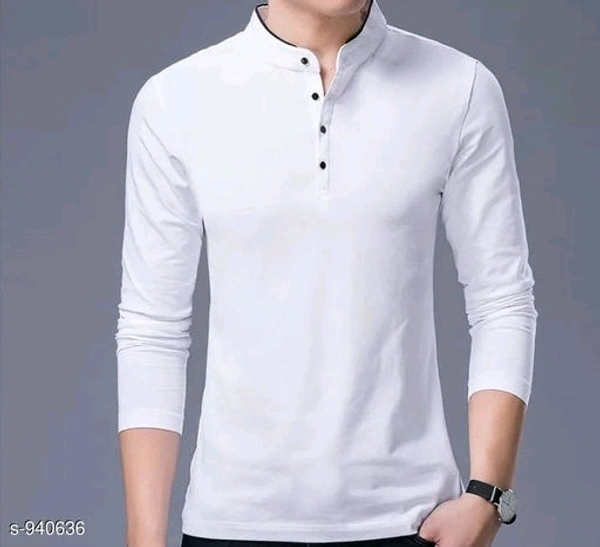 Stylish Casual Cotton Solid T-Shirt - L, available