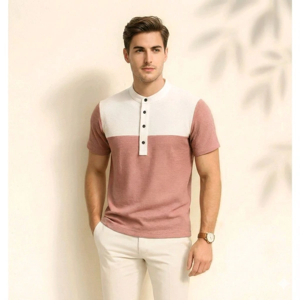 Casual Mandarin Style Men’s Pink T-Shirt – Smart Look, All-Day Comfort|men t shirt |men t shirt with collar |men t shirt |men t shirt pink | t shirt men stylish |t shirt men | pink t shirt