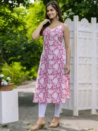 PINK SLEEVLESS KURTI FOR WOMENS/LONG SLEEVLESS KURTI FOR GIRLS/OFFICE WEAR KURTI