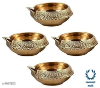 Trendy Brass Diya Oil - Set Of 2, 4,8 and 10 - Set Of 2, Golden, Set Of 4