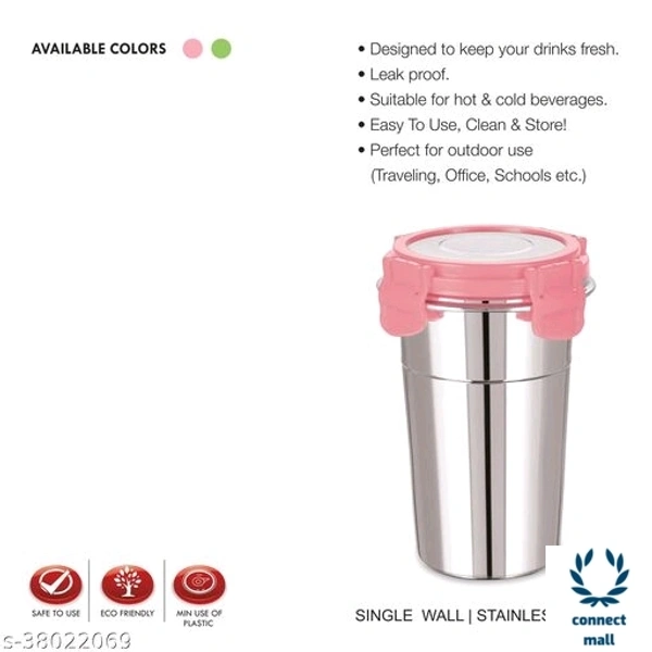 Unique Water Bottle - (B×H )3.5 cm× 3.5 cm, Pink, Steel