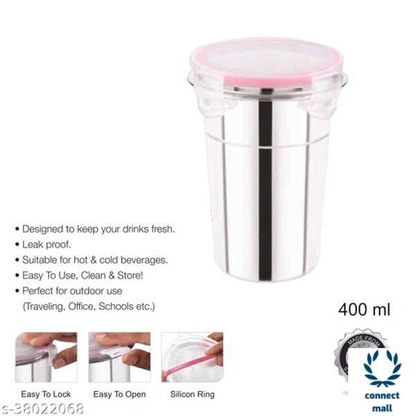 Unique Water Bottle - (B×H )3.5 cm× 3.5 cm, Pink, Steel