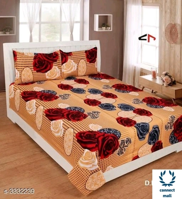 Graceful Cotton Bedsheet - 90 x 90 inch - 90cm× 90 cm, Cream and Yellow, PolyCotton