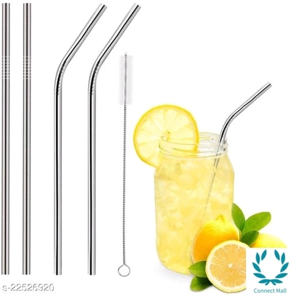 Stainless Steel Straw With Cleaning Brush - 2 set of Straw