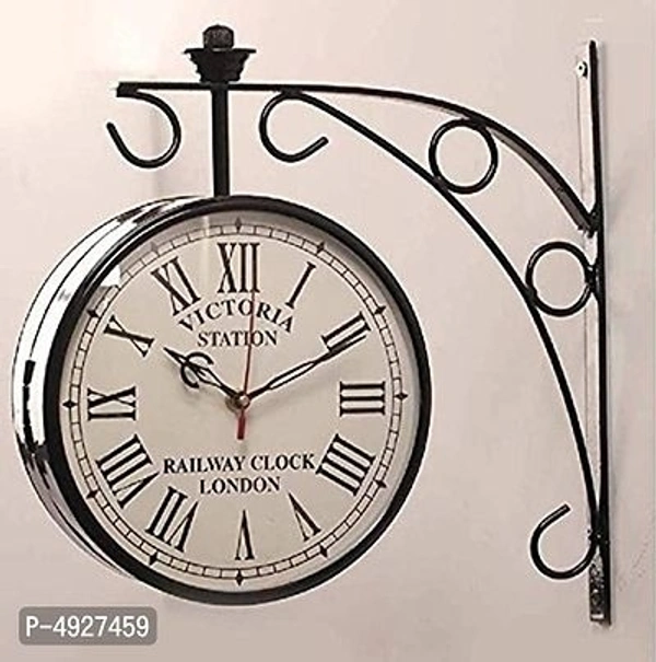 Round Vintage Antique Railway Double Side Wall Clock FOR home , Office TERRACE - White