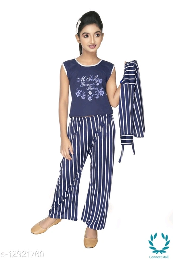 Tinkle Stylus Girls Top Bottom With Jacket Set - 4-5 Years
