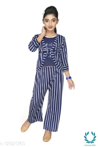 Tinkle Stylus Girls Top Bottom With Jacket Set - 5-6 Years