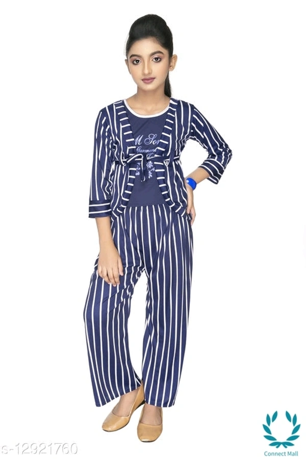 Tinkle Stylus Girls Top Bottom With Jacket Set - 8-9 Years