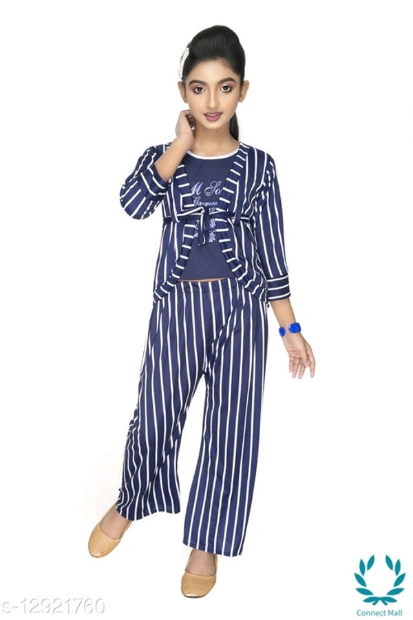 Tinkle Stylus Girls Top Bottom With Jacket Set - 8-9 Years
