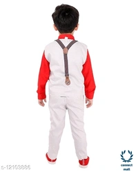 Boy's Ethnic Party Wear - Red, Red, Polyester , 1
