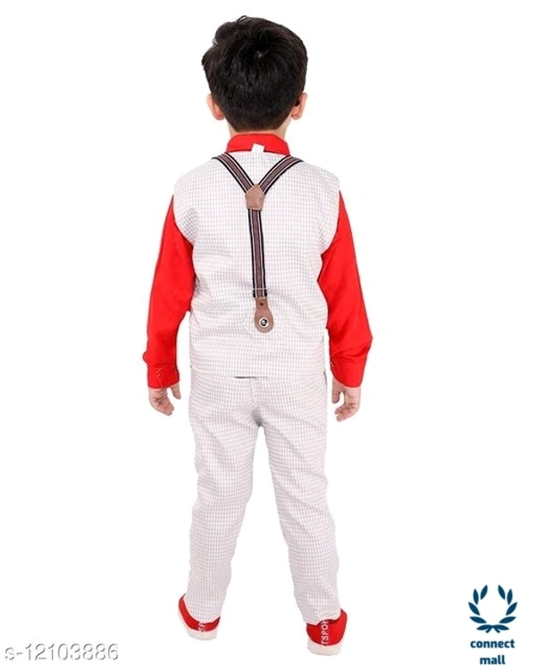 Boy's Ethnic Party Wear - Red, Red, Polyester , 1