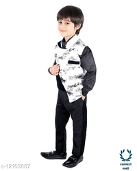 Boy's Ethnic Party Wear - 1-2yrs, Black, Polyester , 1