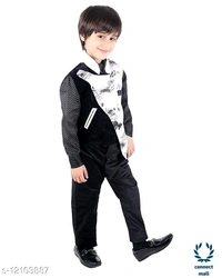 Boy's Ethnic Party Wear - 1-2yrs, Black, Polyester , 1