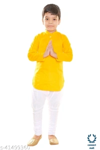 Ethnic Wear - 1-2 Yrs, Yellow & Blue, Cotton